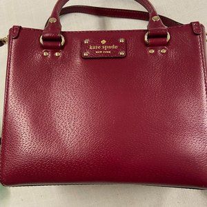 Kate Spade Satchel Wellesley Quinn, Deep raspberry pink handbag purse leather